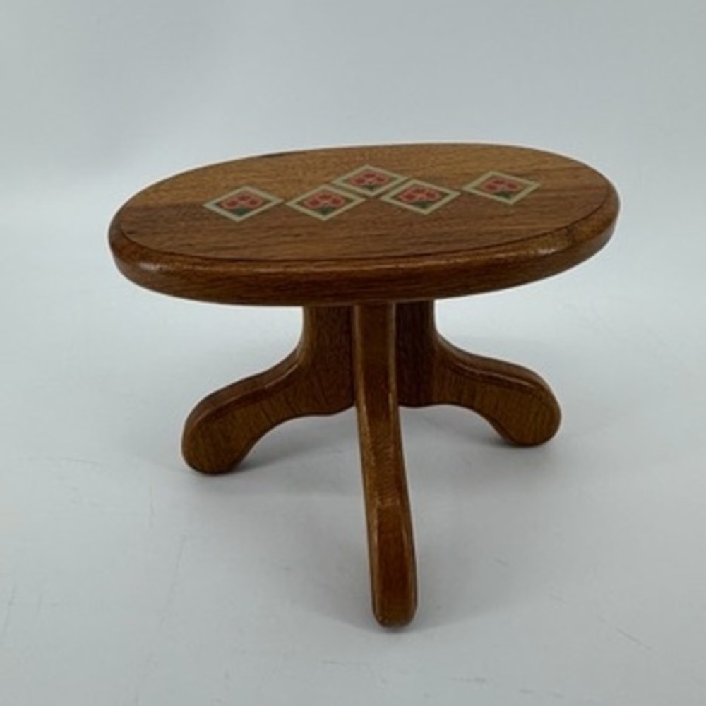 Roy & Marilyn Zimmerman 1991 Handcrafted Miniature Wood Oval Pedestal Table
